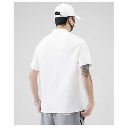 Camisa polo de manga corta de algodón puro con solapa, simple, elegante y de calidad.