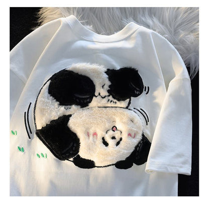 Kurzarm-T-Shirt aus reiner Baumwolle mit Streifenmuster, körperbetonte Passform und hochwertigem pflanzlichem Samt.