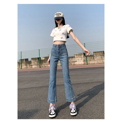 Petite Straight High-Waisted Slight Flare Jeans.