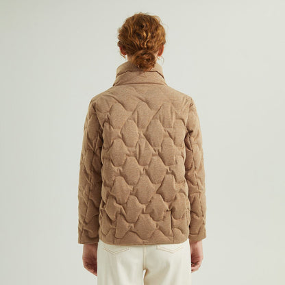 Quilted Stand-Up Collar Cropped Down Jacket