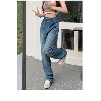 Retro Loose-Fit Cropped & Regular & Long Straight Leg Jeans.