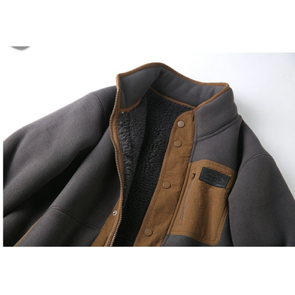 Granular Fluff Thickened Fleece-Lined Flannel Coat