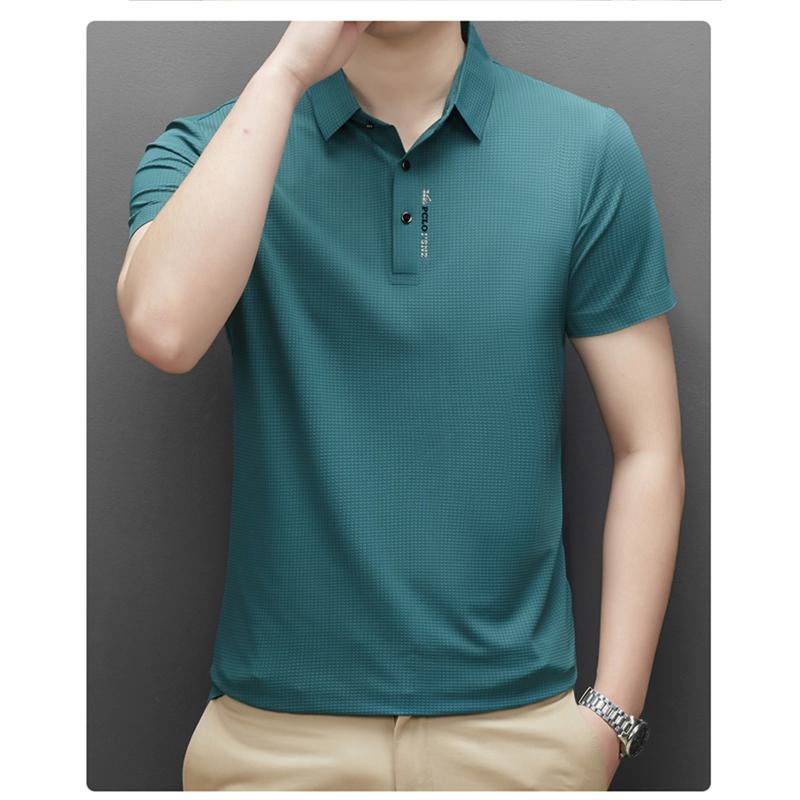 Hochwertiges Business-Premium-Seiden-Casual-Polo-Shirt mit kurzen Ärmeln