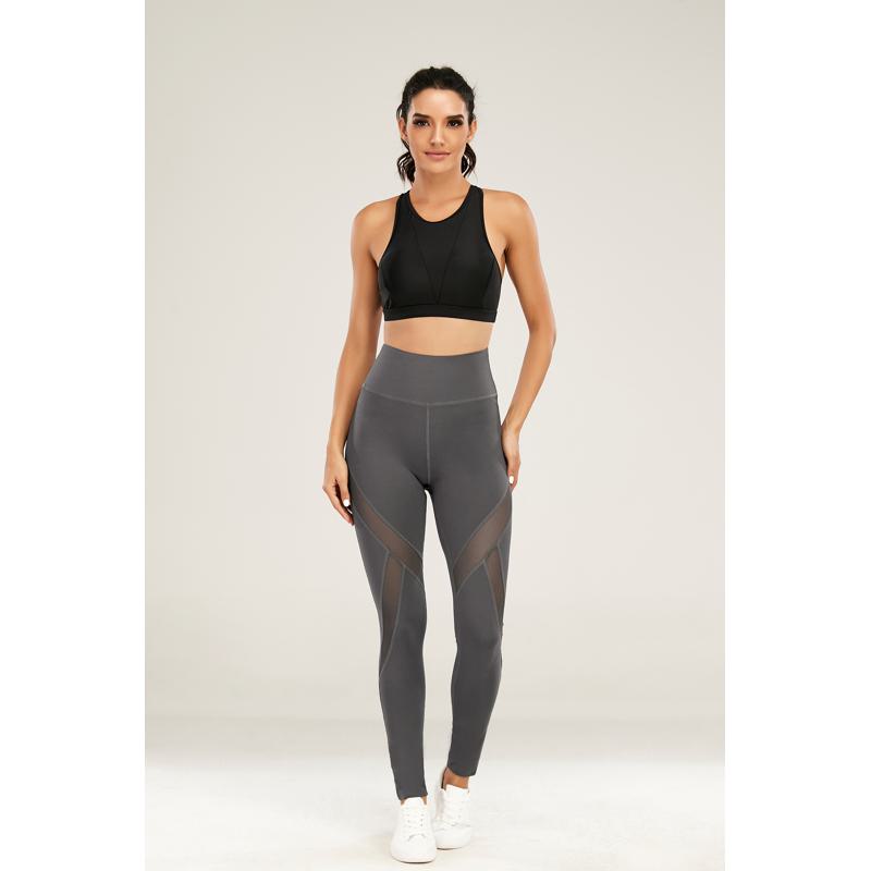 High-Waisted Yoga Tight-Fitting Elasticity Suede Sports Pocket Patchwork Mesh Sports Leggings