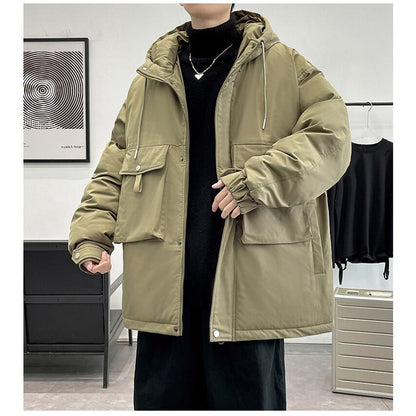 Loose Fit Hooded Casual Workwear Style Parka
