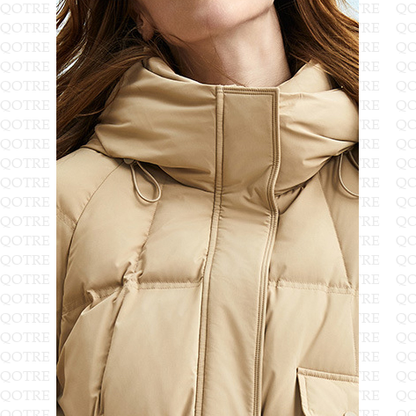 Hooded Cinched Waist Down Jacket