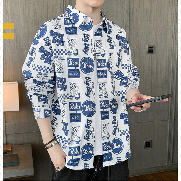 Lässiges Langarmhemd mit modischem Print für den Urlaubsstil