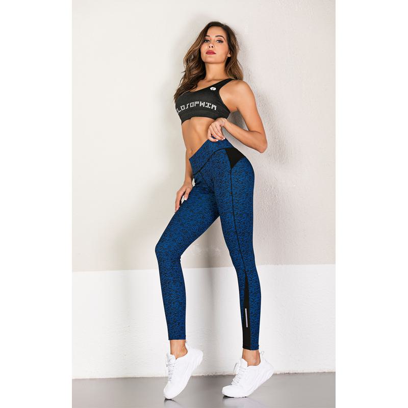 Yoga Quick-Drying Elasticity Ribbed Sports Fitness Cropped Patchwork Sports Leggings