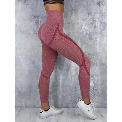High-Waisted Quick-Drying Yoga Elasticity Seamless Sports Hollowed-Out Sports Leggings