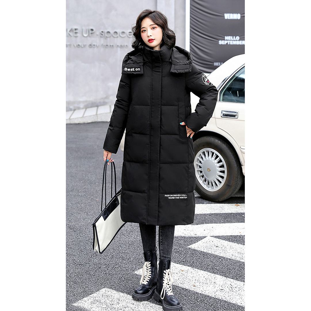 Thickened Knee-Length Hooded Puffer Coat