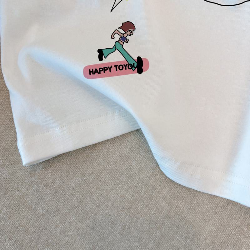 Kurzarm-T-Shirt aus Baumwolle mit schmaler Passform und Spandex-Buchstaben-Twill