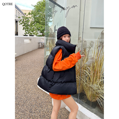 Cotton Cropped Puffer Jacket Vest