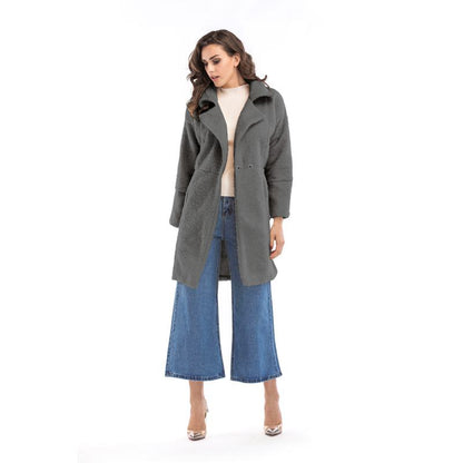 Abrigo de lana de cachemira de longitud media en color sólido, calidez y estilo