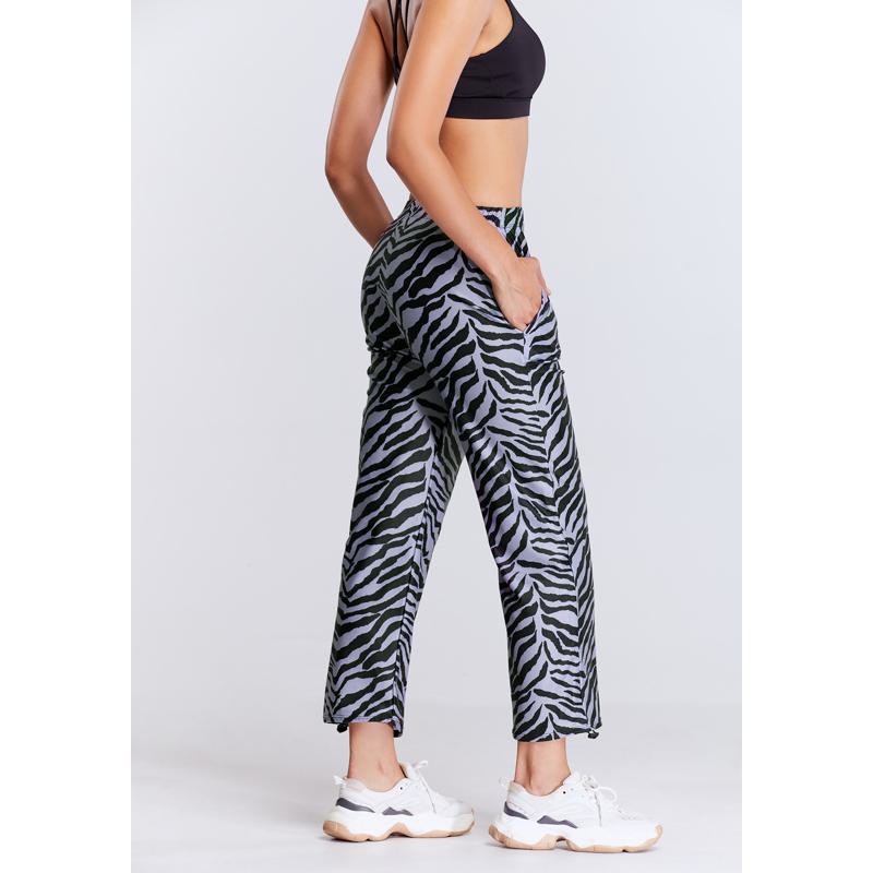 Pantalones deportivos estampados de ajuste holgado y elástico para yoga y running.