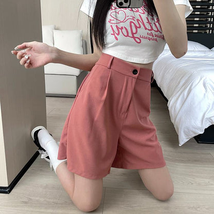 Casual High-Waisted Loose Fit Shorts