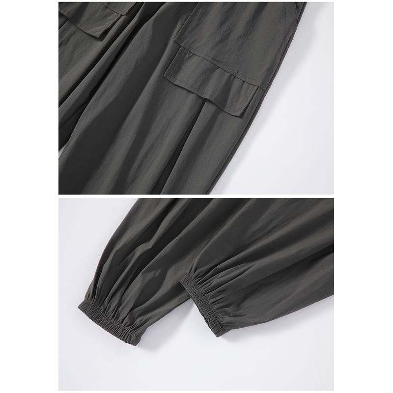 Breathable Quick-Drying Drawstring Waist High-Waisted Harem Thin Draping Tapered Cargo Pants