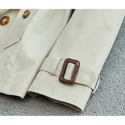 Abrigo de gabardina de algodón de doble botonadura