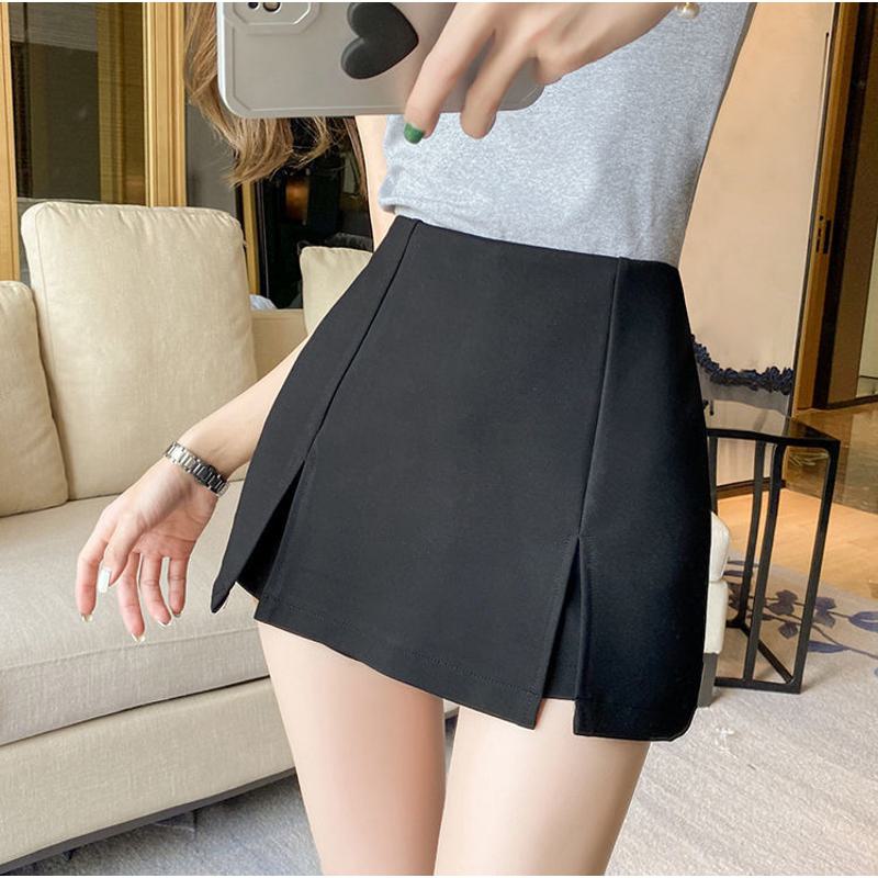 High-Waisted Split Hem Mini Skirt Ultra-Short Bodycon Skirt