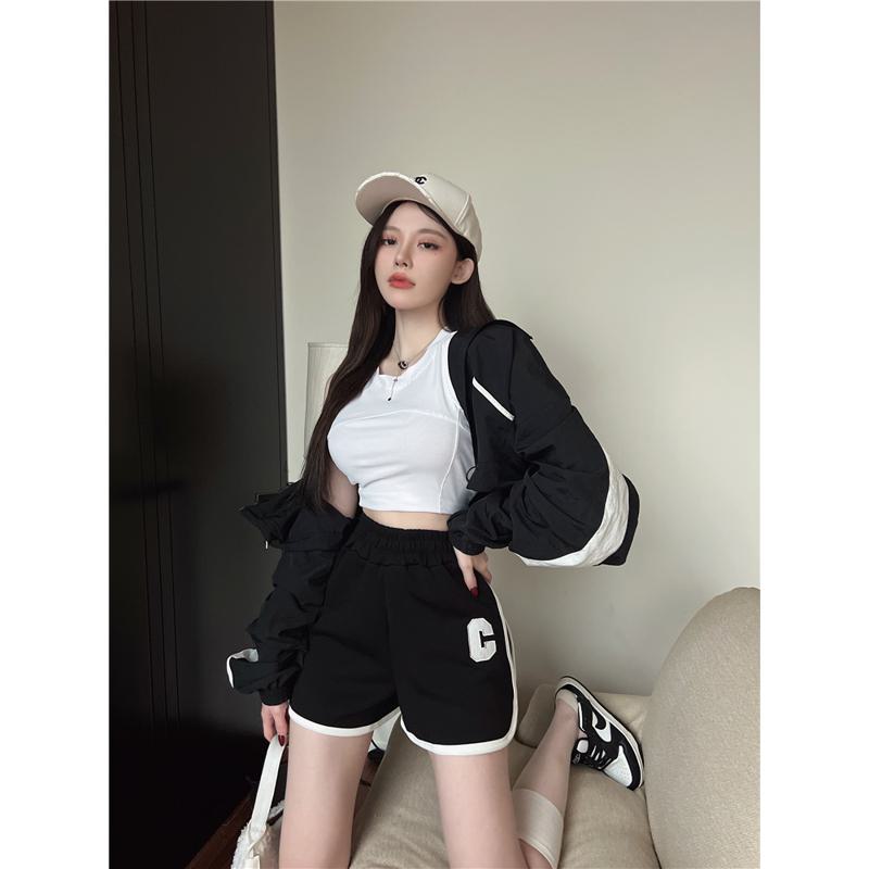 Casual Worn Outside Loose Fit Sports Slimming High-Waisted Elastic Bound Shorts