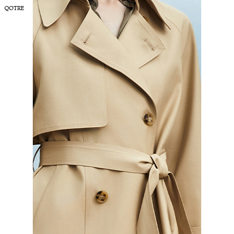 Cropped Belted Plain Trench Coat