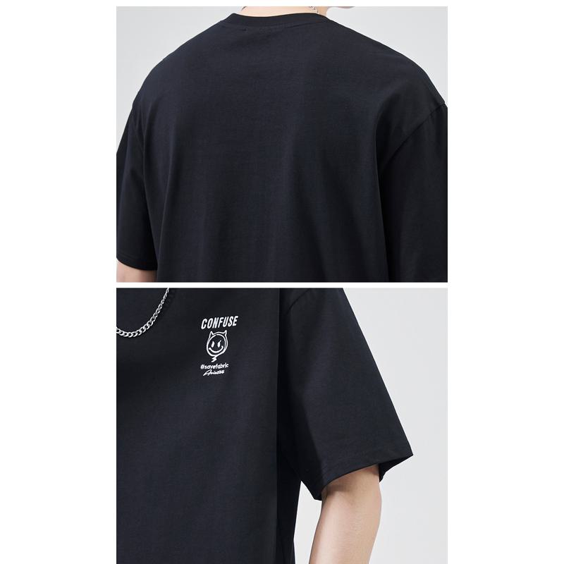 Cómoda y versátil camiseta de manga corta de algodón puro con cuello redondo
