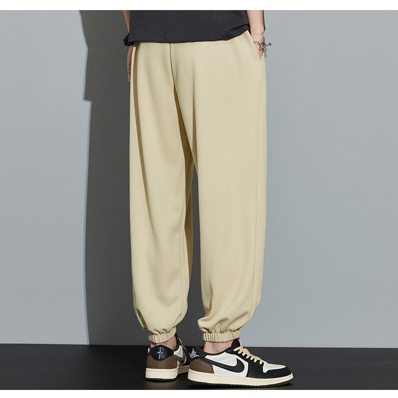Knitted Solid Color Casual Tapered Loose Fit Sweatpant