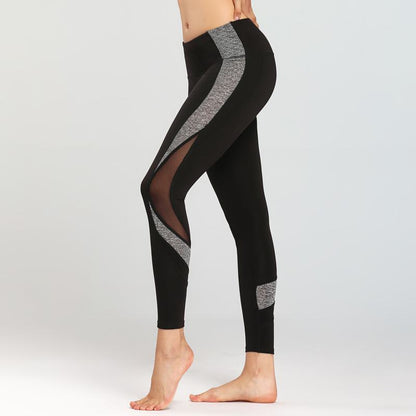 Leggings deportivos elásticos y ajustados de yoga de cintura media, ajustados y entallados, con parches de fitness