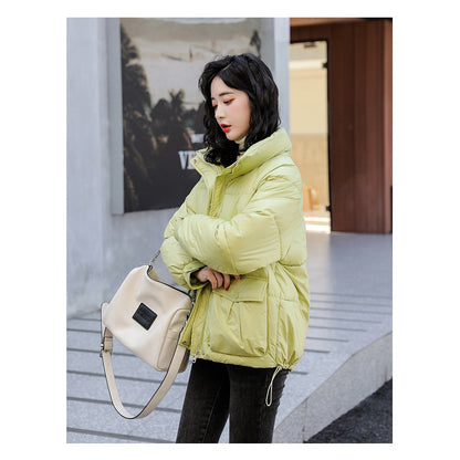 Big Pocket Stand-Up Collar Cropped Puffer Jacket