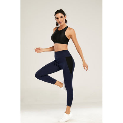 High-Waisted Quick-Drying Yoga Tight-Fitting Running Fitness Hip-Hugging Peach Skin Patchwork Sports Leggings