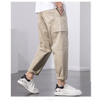 Loose-Fit Washed Workwear Versatile Pants