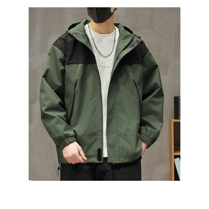 Outdoor Stain-Resistant Full Zip Raincoat Hooded Jacket