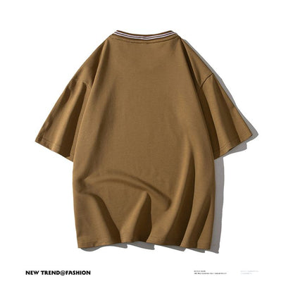Men's T-Shirt Round Neck Silky Trendy Print Short Sleeve Tee
