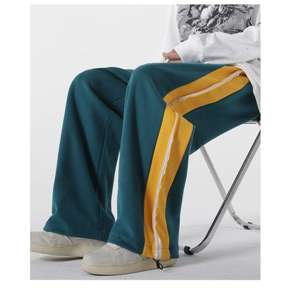 Pantalon large en tricot décontracté coupe droite avec cordon de serrage pour le sport