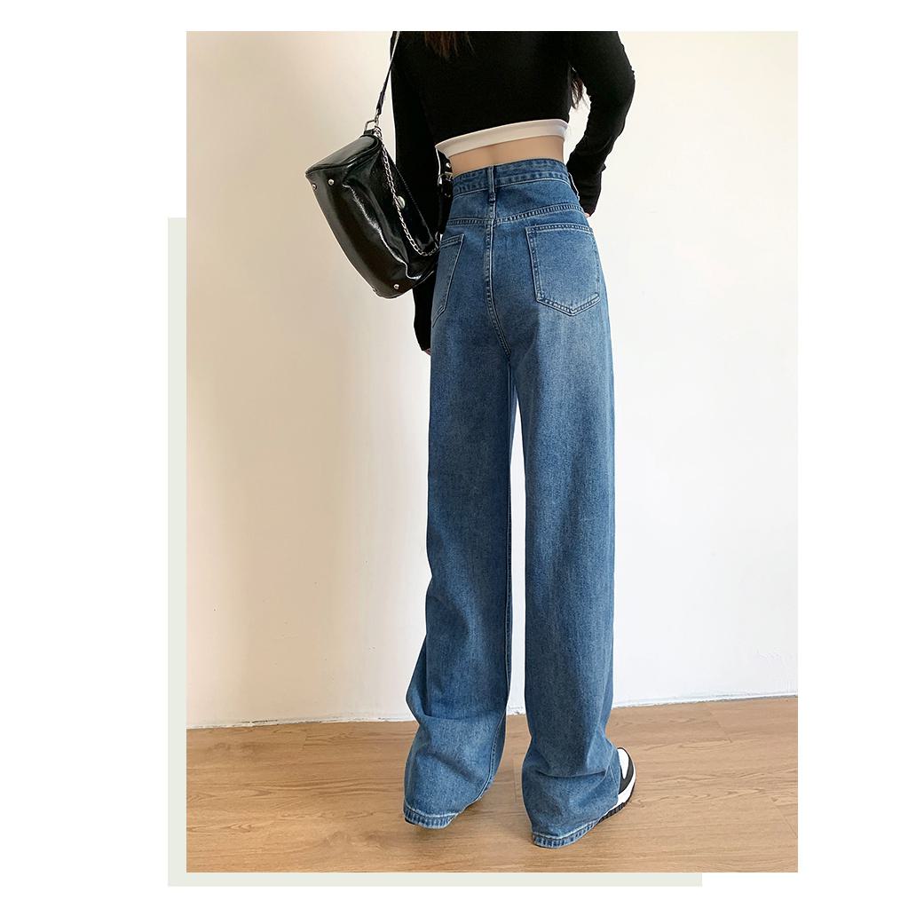 Hochtaillierte Retro-Slim-Fit-Jeans mit geradem Bein für eine lockere Passform