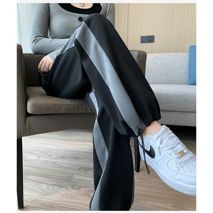 Pantalones deportivos rectos de ajuste holgado y adelgazante para tallas grandes