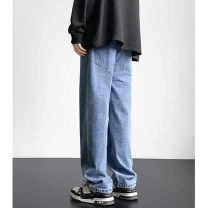 Jeans polyvalents à coupe droite style streetwear