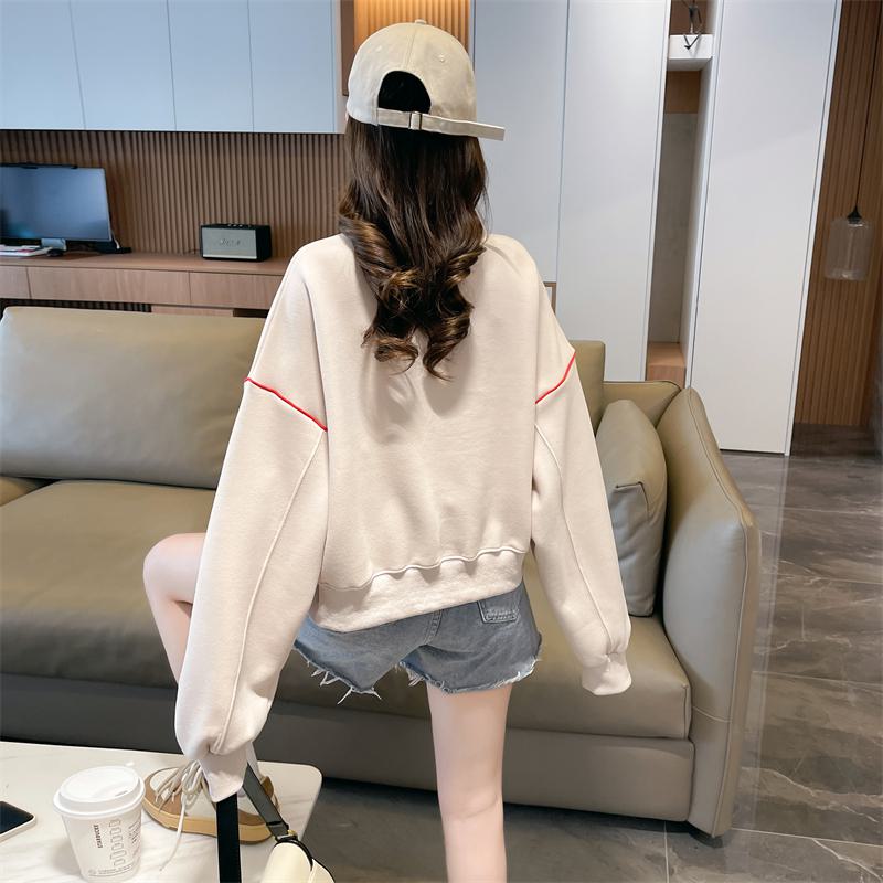 Patchwork Thickness Plus Cotton Slimming Loose Fit Sweatshirt