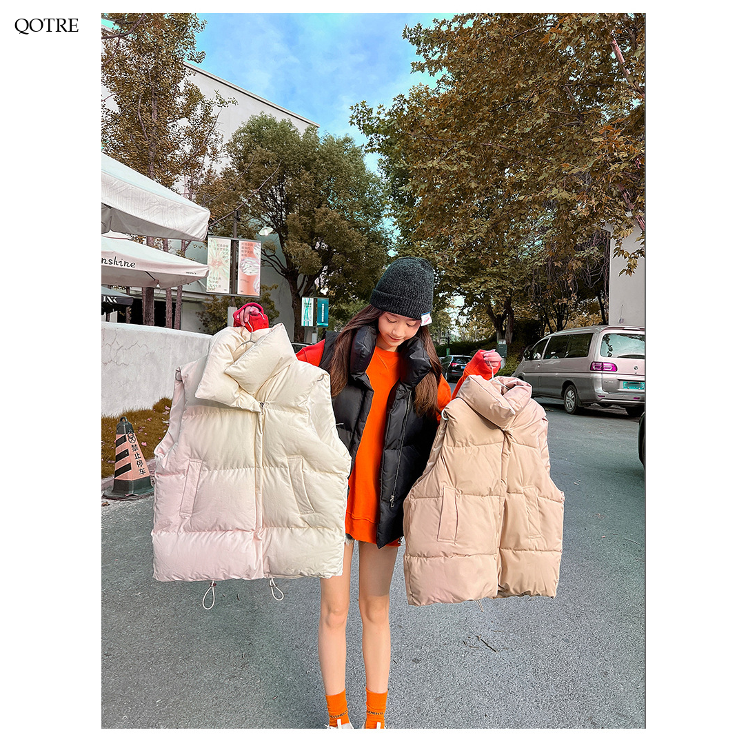 Cotton Cropped Puffer Jacket Vest