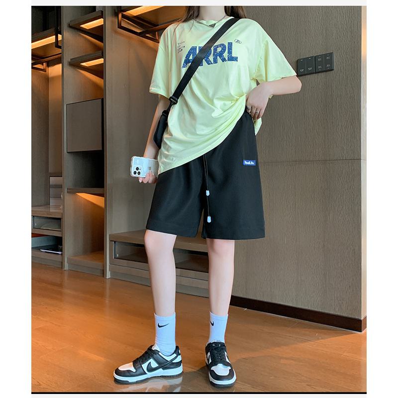 Shorts deportivos casuales de cintura alta y transpirables con estampado de pata de gallo y secado rápido.