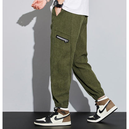 Pantalones de pana estilo retro con cintura ajustable y piernas sueltas