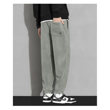 Pantalon de survêtement décontracté et tendance, épais et chaud, avec une texture granulaire