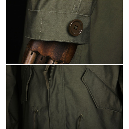 Stain-Resistant Parka Thigh-Length Loose Fit Trench Coat