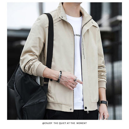 Slash Pocket Trendy Casual Solid Color Lapel Collar Jacket