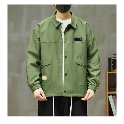 Monochrome Stain-Resistant Workwear Style Button Front Overshirt