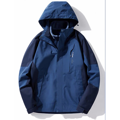 フリース裏地付きのマウンテンリング3in1防水取り外し可能なレインコートフード付きジャケット。