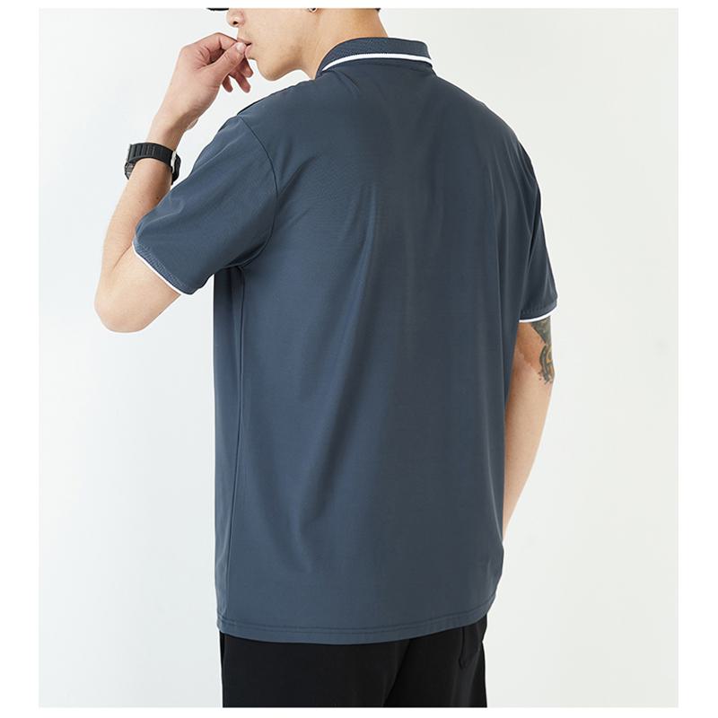 Elasticity Lapel Loose-Fit Business Silky Short Sleeve Polo Shirt