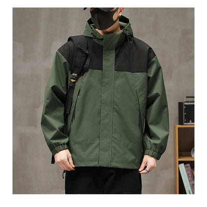 Outdoor Stain-Resistant Full Zip Raincoat Hooded Jacket