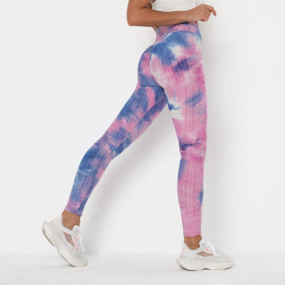 Ombre Yoga Tight-Fitting Color Blocking Print Sports Tie-Dye High Elasticity Sports Leggings