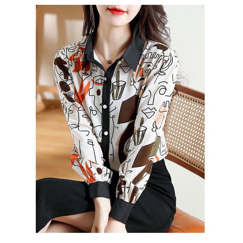 Slimming Anti-Aging Chiffon Chic Print Shirt