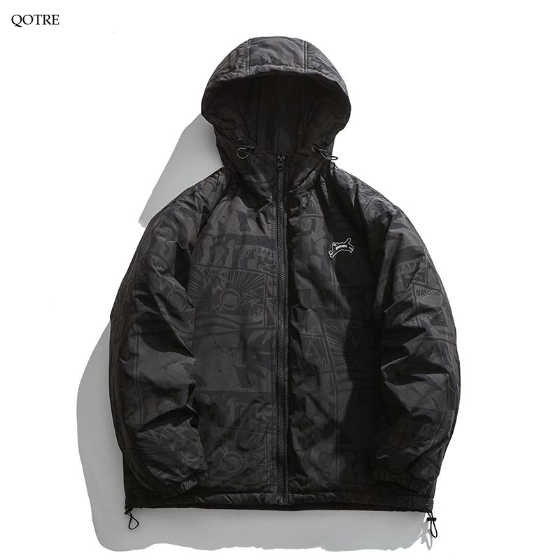 Thickened Hooded Loose Fit Reflective Puffer Jacket